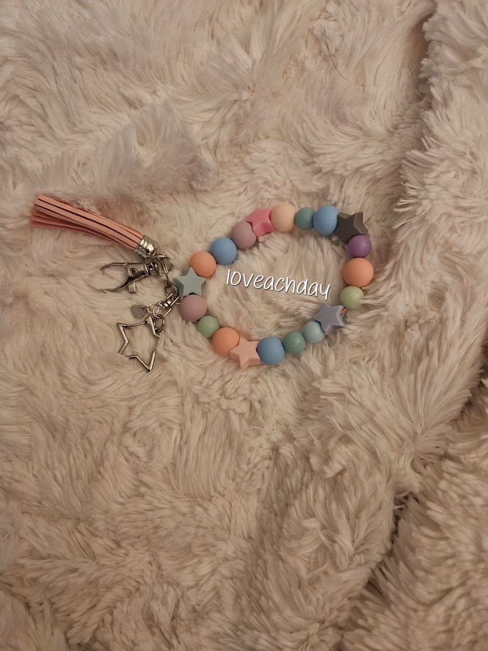 Pastel☆Star Bead Keychain Wristlet - Multicolor